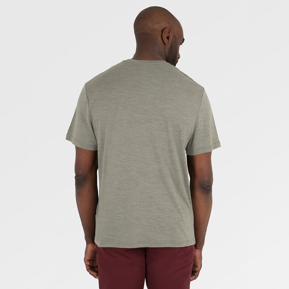 Mens Merino 150 Camping Relaxed Tee (Olive/Chocolate) | Model: Michael