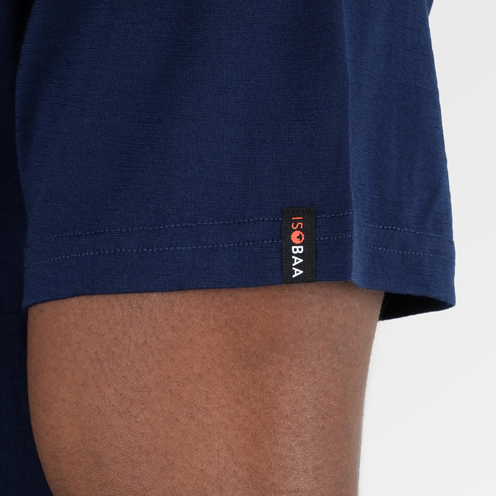 Mens Merino 150 Emblem Relaxed Tee (Navy/Sky)