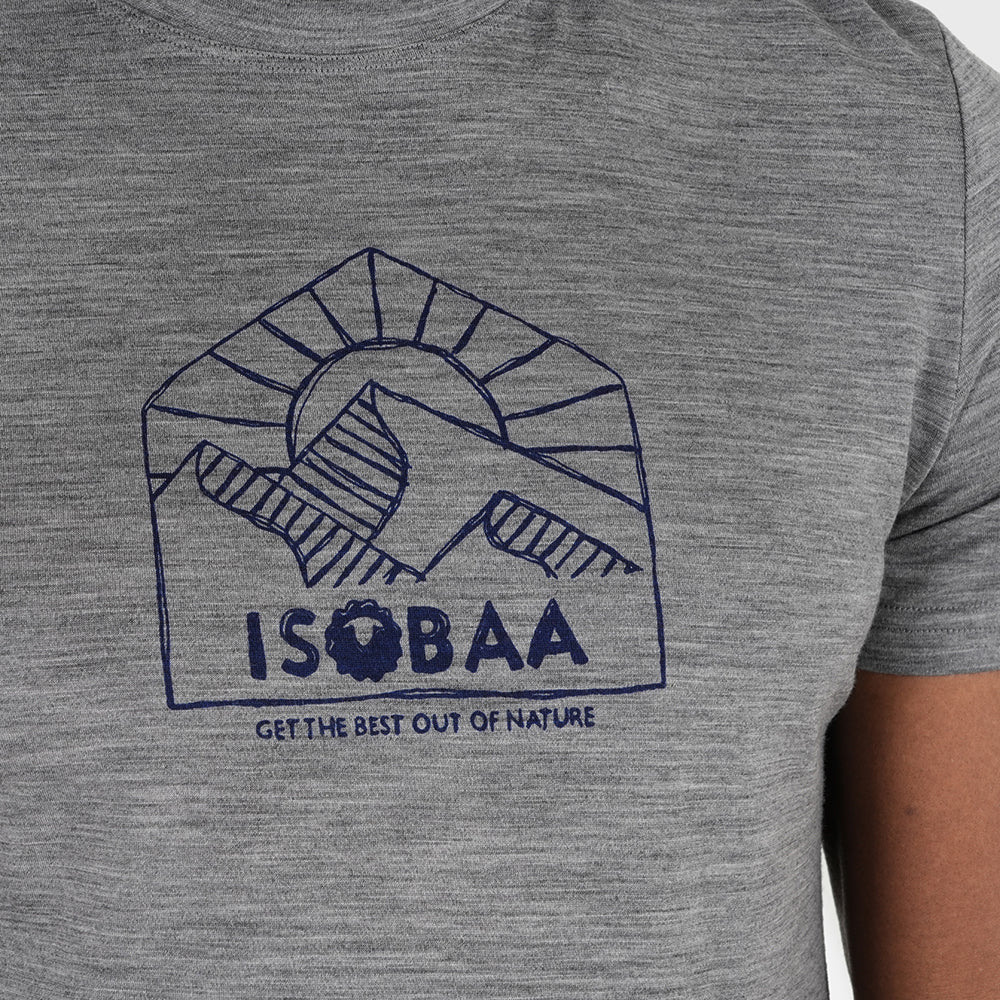 Mens Merino 150 Sketched Sunset Tee (Charcoal/Navy)