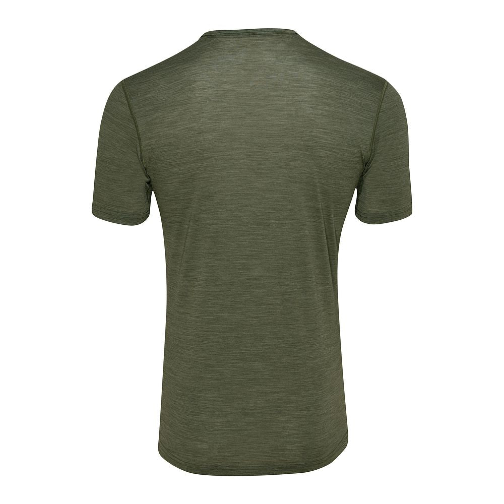 Isobaa Mens Merino 150 Short Sleeve Crew (Olive/Melange)
