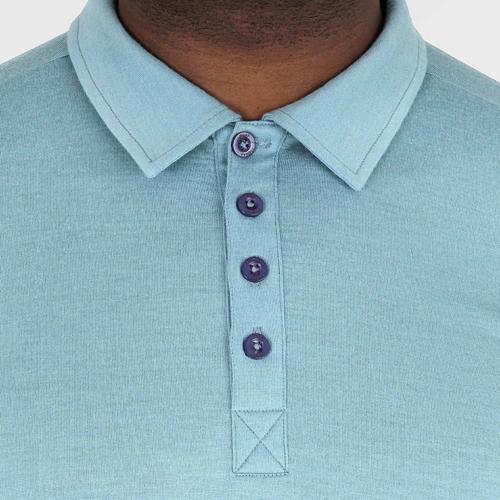 Mens Merino 200 Long Sleeve Polo Shirt (Lagoon)