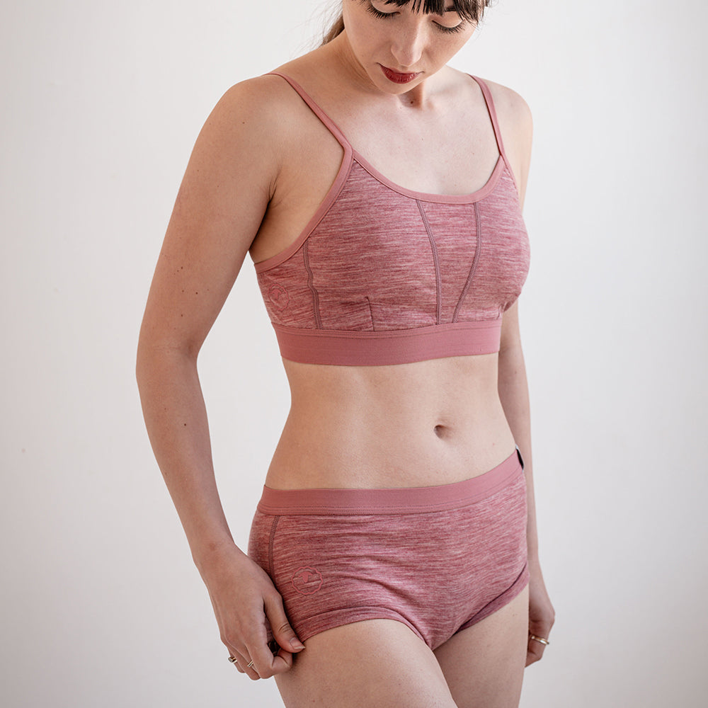 Womens Merino Blend 160 Hipster Knickers (Blush Melange) | Model: SS25-1