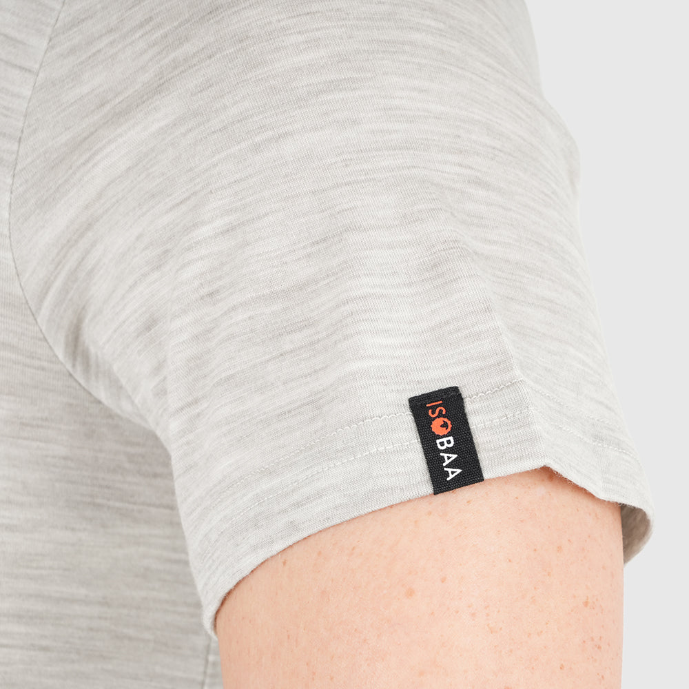 Womens Merino 150 Stamp Summit Tee (Jute/Lagoon)