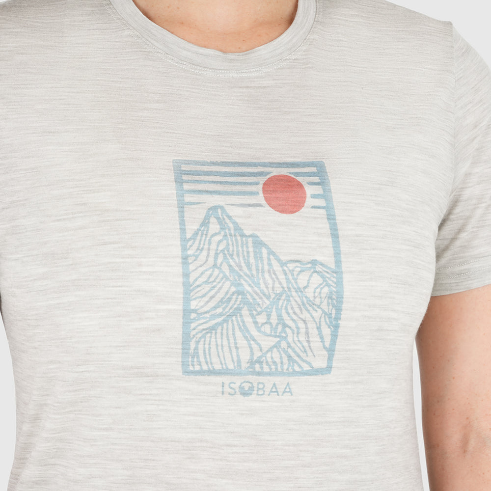 Womens Merino 150 Stamp Summit Tee (Jute/Lagoon)