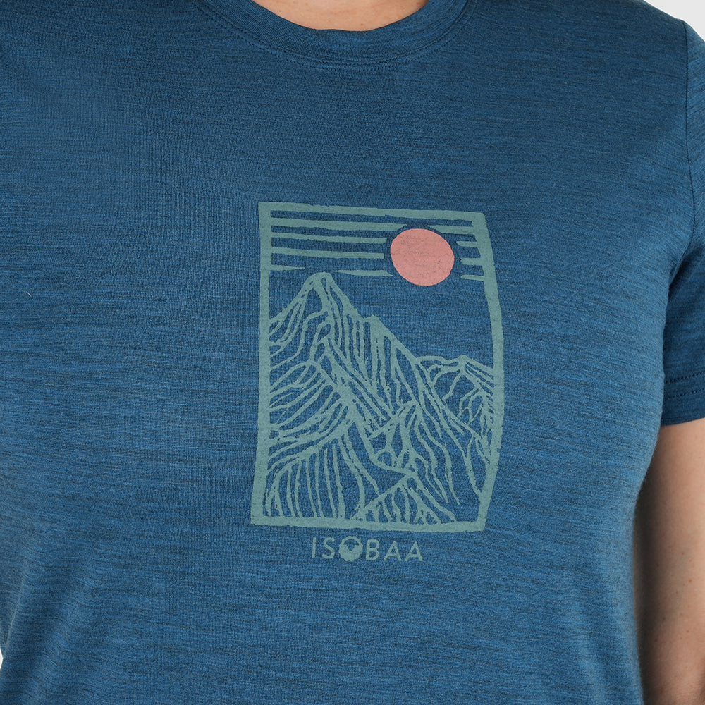 Womens Merino 150 Stamp Summit Tee (Petrol)