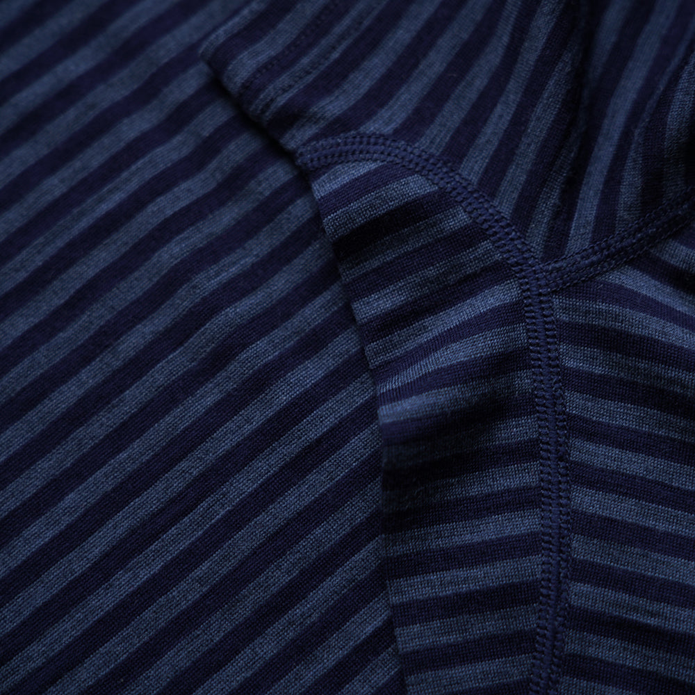 Isobaa | Mens Merino 150 Short Sleeve Crew (Stripe Navy/Denim) | Gear up for performance and comfort with Isobaa's technical Merino short-sleeved top.