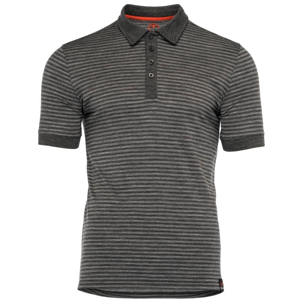 Isobaa | Mens Merino 180 Short Sleeve Polo Shirt (Stripe Smoke/Charcoal) | The ultimate Merino wool polo – perfect for weekend hikes, bike commutes, post-adventure coffee stops, office days, and everything in-between.