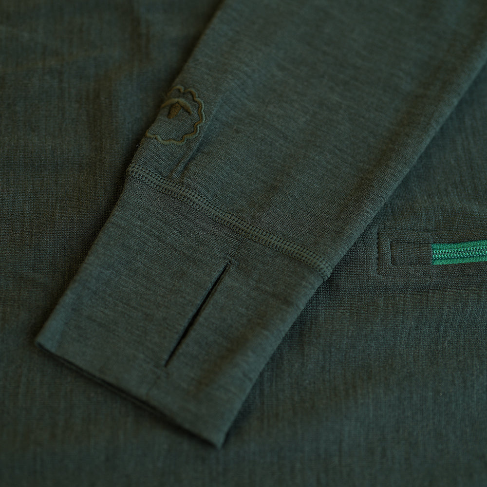 Isobaa | Mens Merino 200 Zip Neck Hoodie (Forest) | The ultimate 200gm Merino wool hoodie.