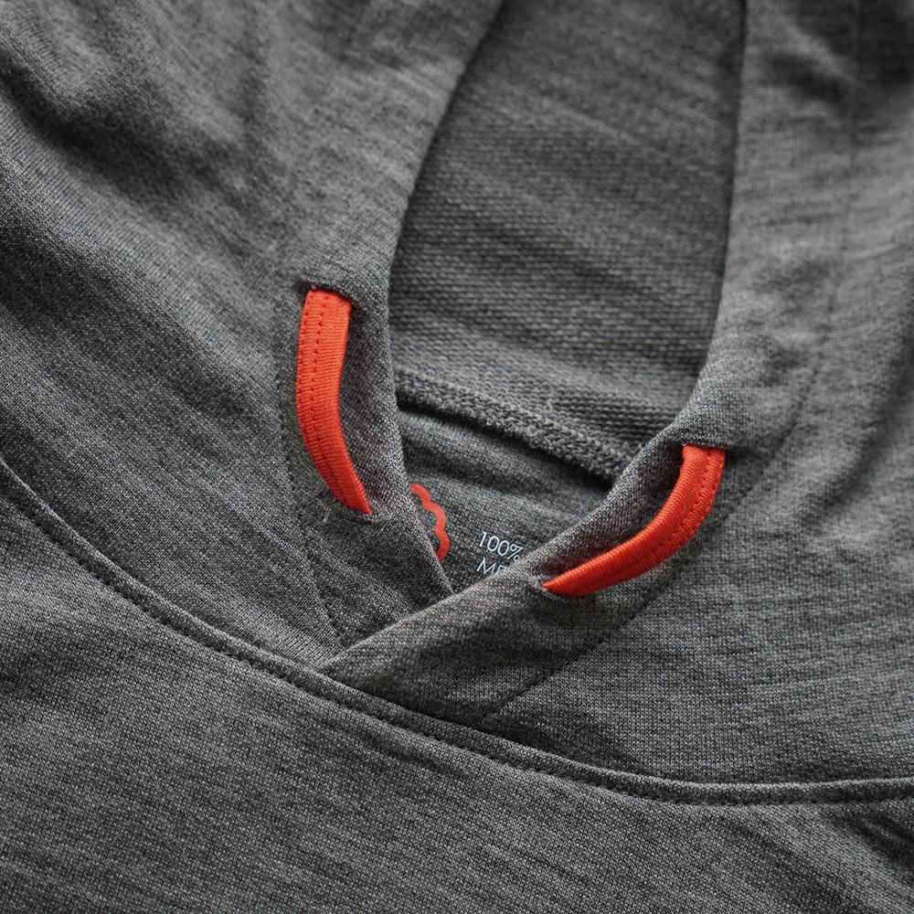 Isobaa | Mens Merino 260 Lounge Hoodie (Charcoal/Orange) | Experience the best in comfort and performance with our midweight 260gm Merino wool pullover hoodie.