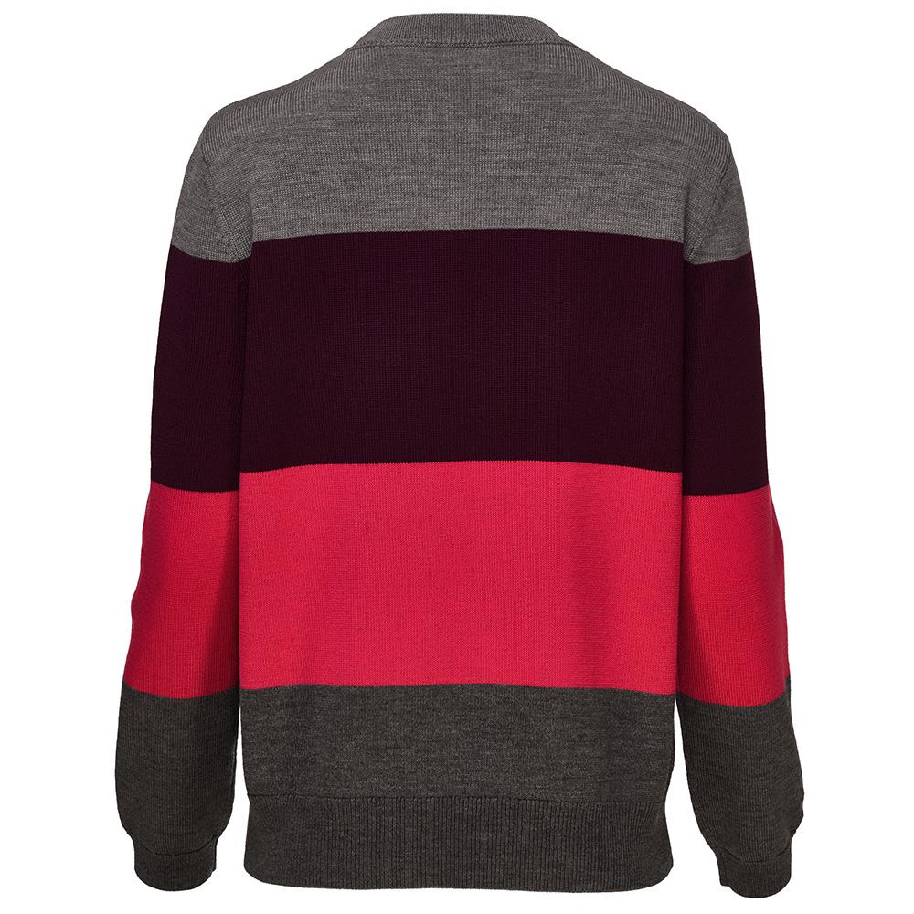 Isobaa | Womens Merino Block Stripe Sweater (Charcoal/Wine/Fuchsia/Smoke) | Discover effortless style and exceptional comfort with our extrafine 9-gauge Merino wool crew neck sweater.