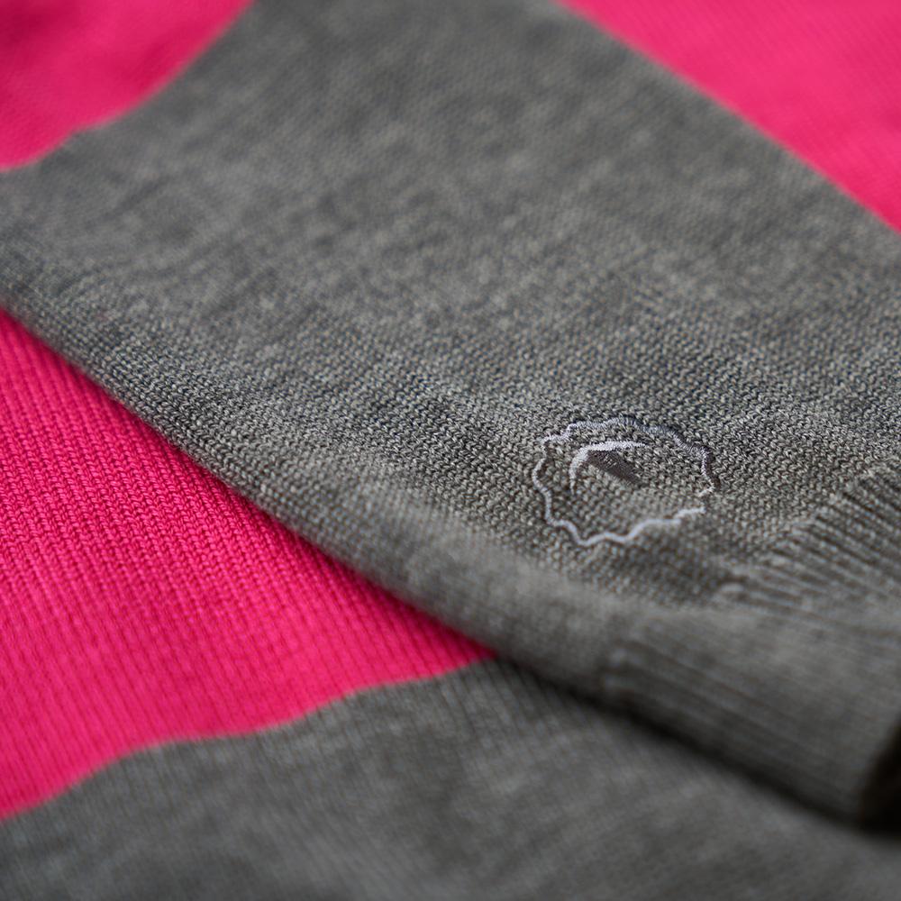 Isobaa | Womens Merino Block Stripe Sweater (Charcoal/Wine/Fuchsia/Smoke) | Discover effortless style and exceptional comfort with our extrafine 9-gauge Merino wool crew neck sweater.