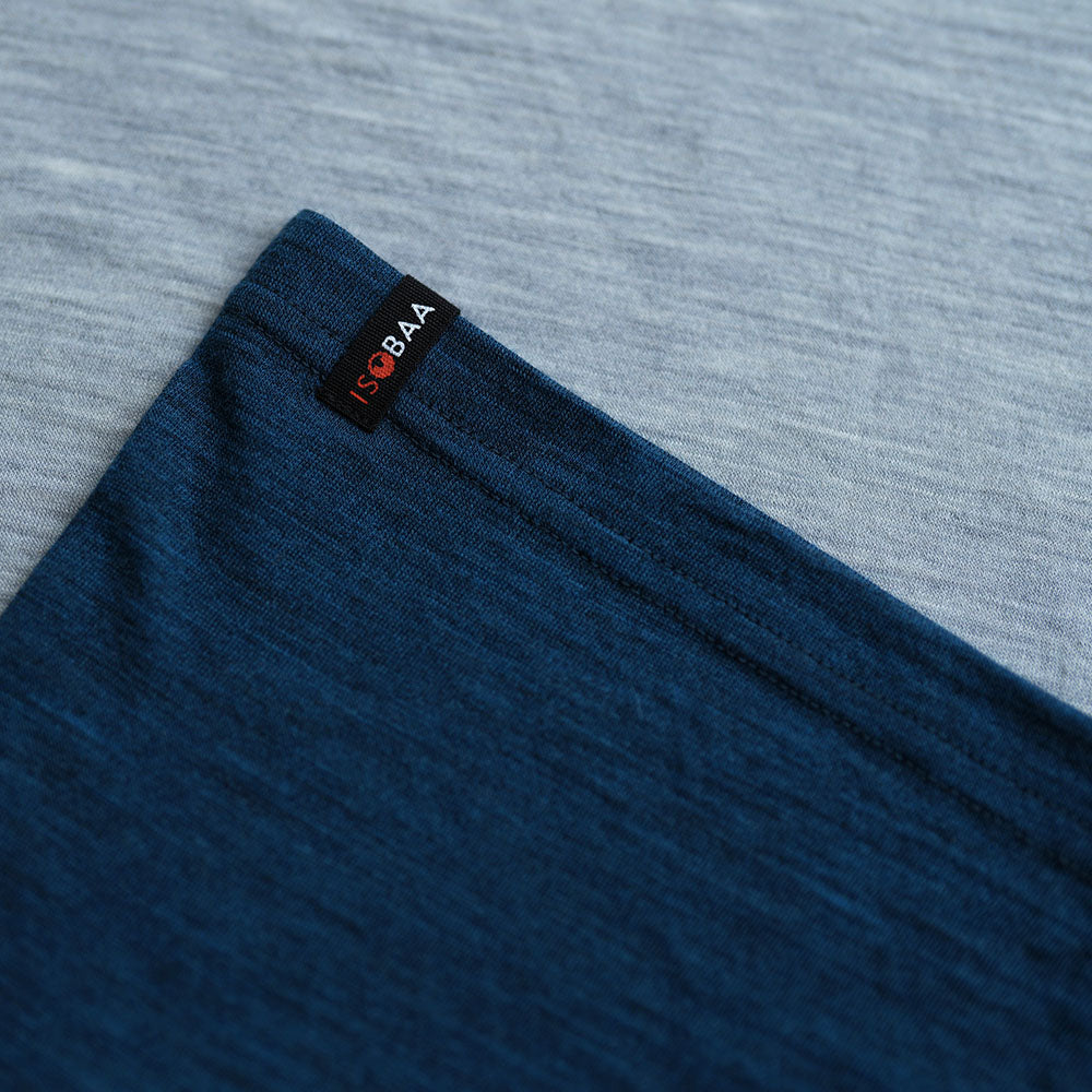 Isobaa | Mens Merino 150 Raglan Baseball Tee (Cloud/Petrol) | Layer for adventure with Isobaa's superfine Merino Tee.