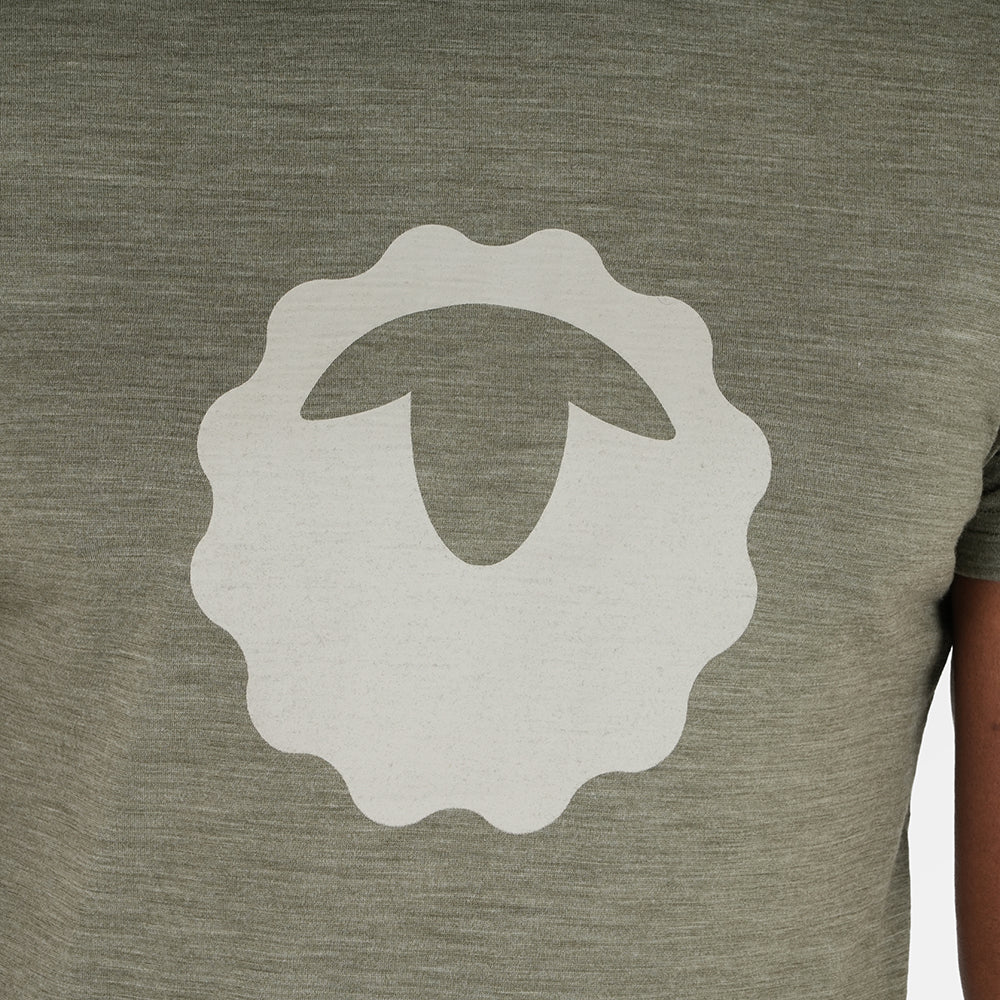 Mens Merino 150 Emblem Tee (Olive/Jute)