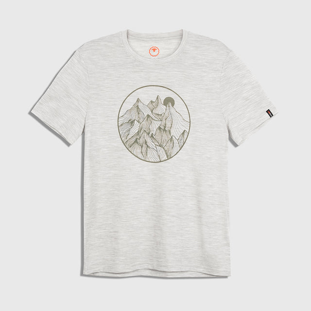 Mens Merino 150 Mountains Tee (Jute/Olive)