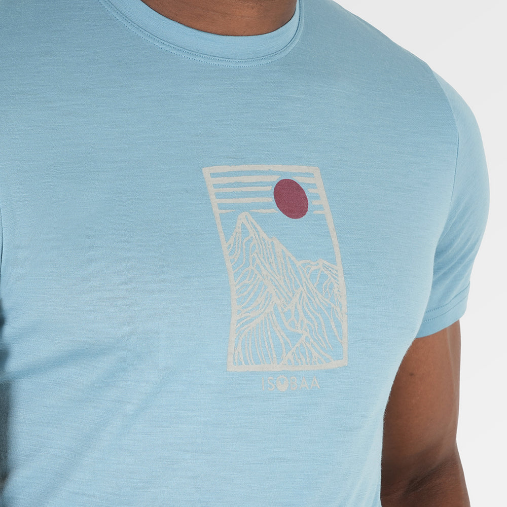 Mens Merino 150 Stamp Summit Tee (Lagoon/Jute)