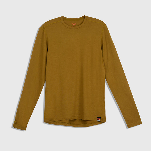 Mens Merino 180 Long Sleeve Crew (Dull Gold)