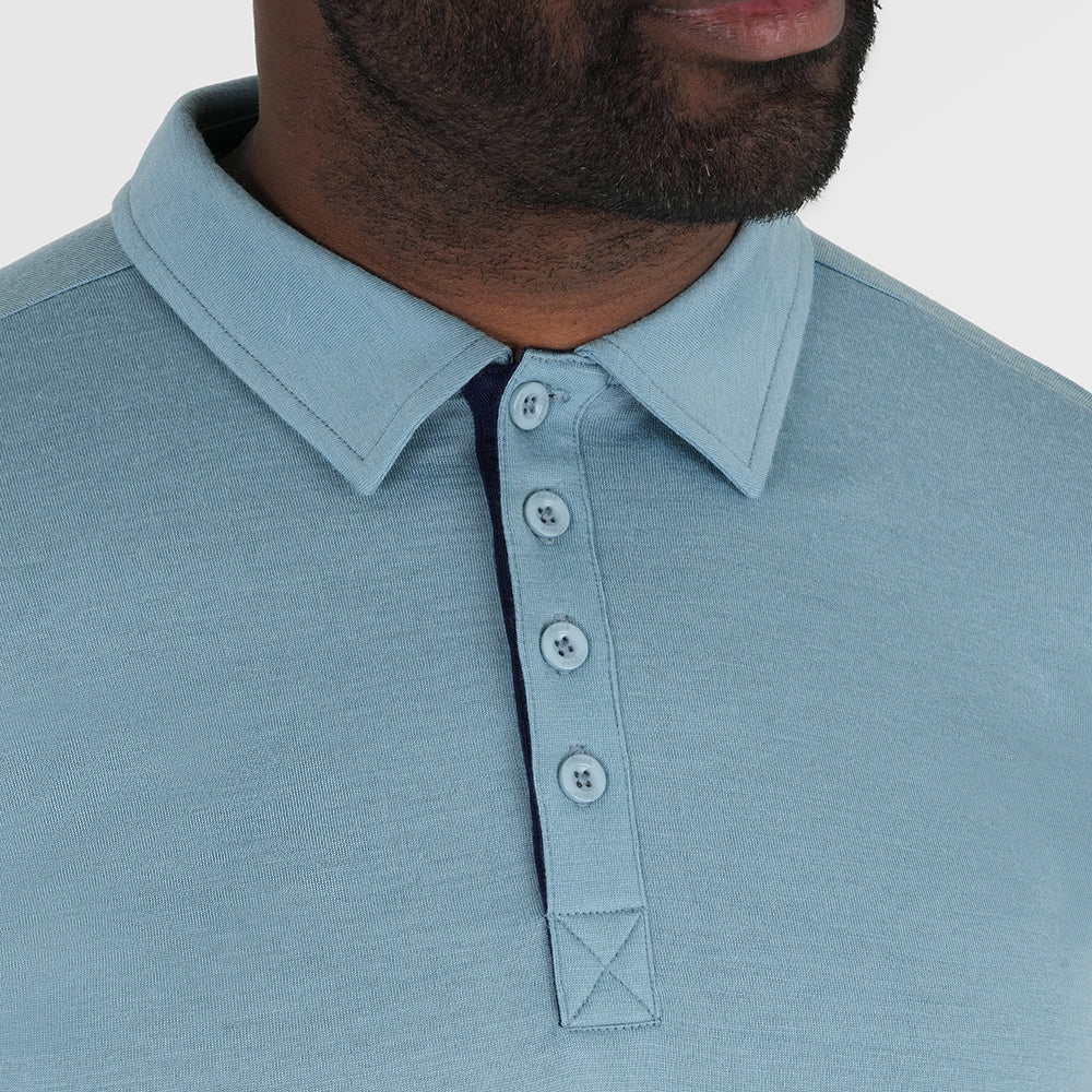 Mens Merino 180 Short Sleeve Polo Shirt (Lagoon/Navy)