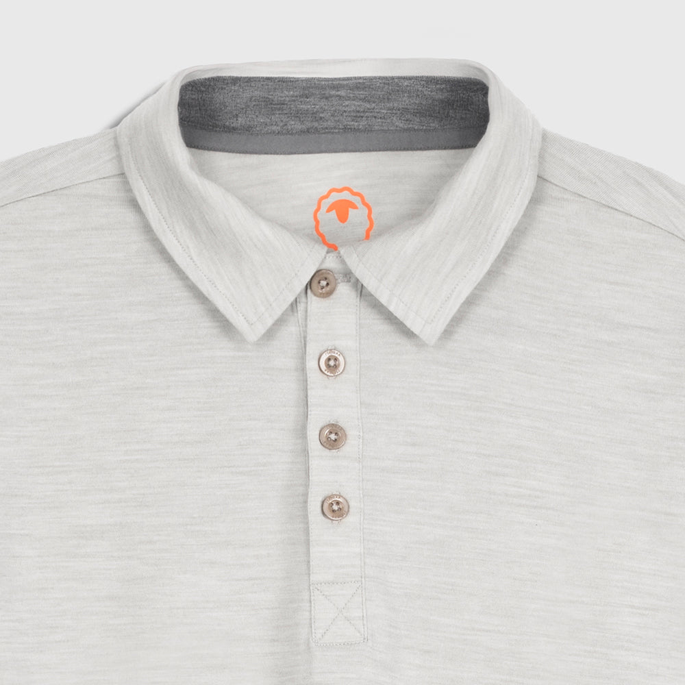 Mens Merino 200 Long Sleeve Polo Shirt (Jute Melange)