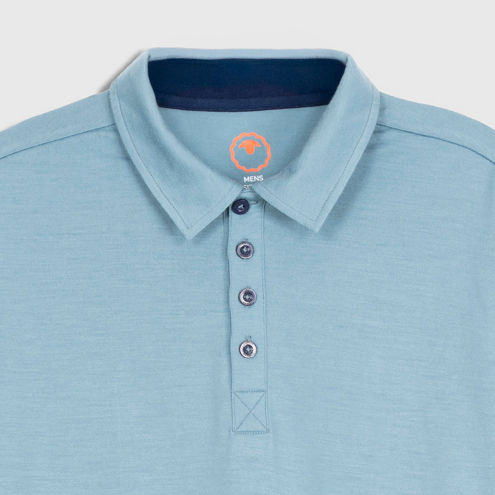 Mens Merino 200 Long Sleeve Polo Shirt (Lagoon)