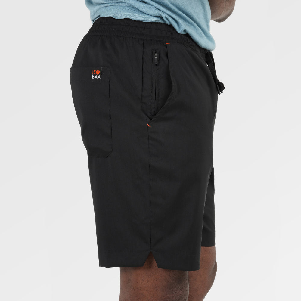 Mens Merino Active Blend Travel Shorts (Black) | Model: Michael