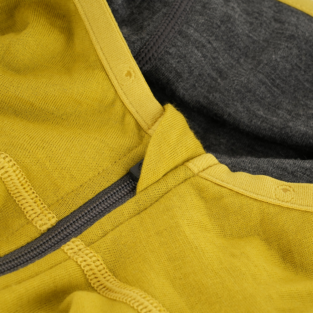 Mens Merino 200 Zip Neck Hoodie (Lime/Smoke)
