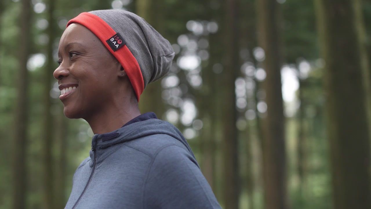 Isobaa | Merino 230 Beanie (Charcoal/Orange) | Isobaa's double-layered Merino beanie is your key to warmth & comfort in any season. | align: 25% 50%
