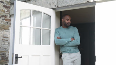 Isobaa | Mens Merino Blend 160 PJ Henley (Sage Melange) | Relax with our superfine Merino blend Henley. | align: 65% 50% | Model: Michael