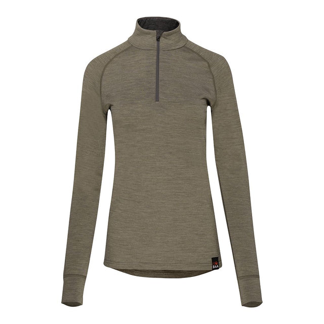 Isobaa Womens Merino 200 Long Sleeve Zip Neck (Truffle Melange/Smoke)