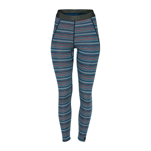 Womens Merino Blend 250 Fairisle Jacquard Tights (Petrol/Lagoon/Orange)