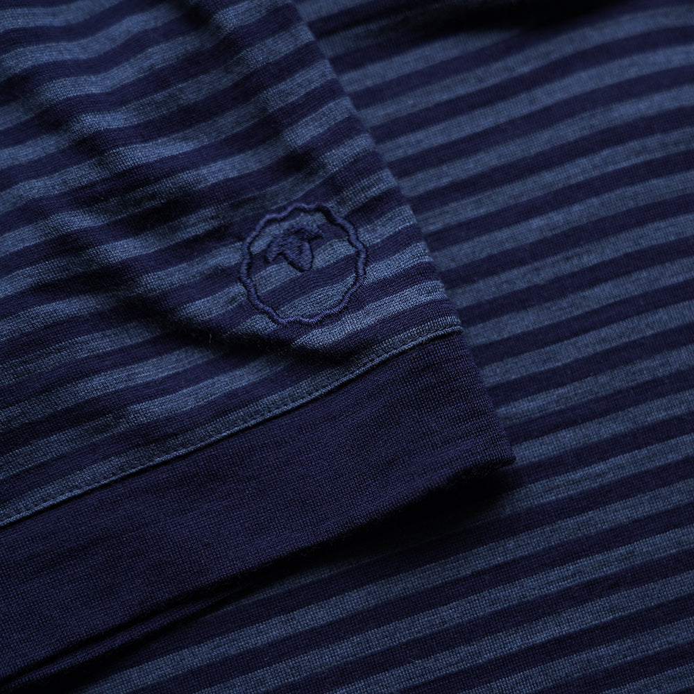 Isobaa | Mens Merino 180 Short Sleeve Polo Shirt (Stripe Navy/Denim) | The ultimate Merino wool polo  – perfect for weekend hikes, bike commutes, post-adventure coffee stops, office days, and everything in-between.