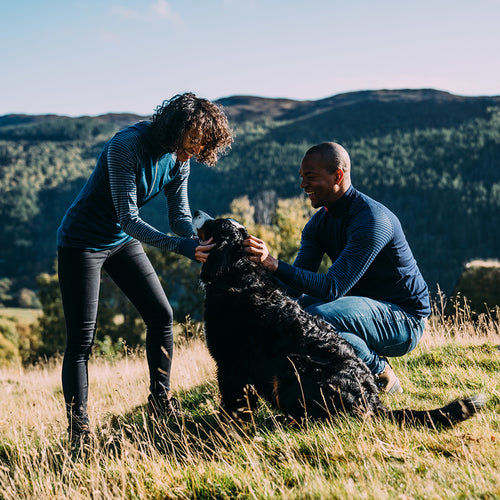 Zip Neck Merino 200 manches longues (Stripe Navy/Denim)