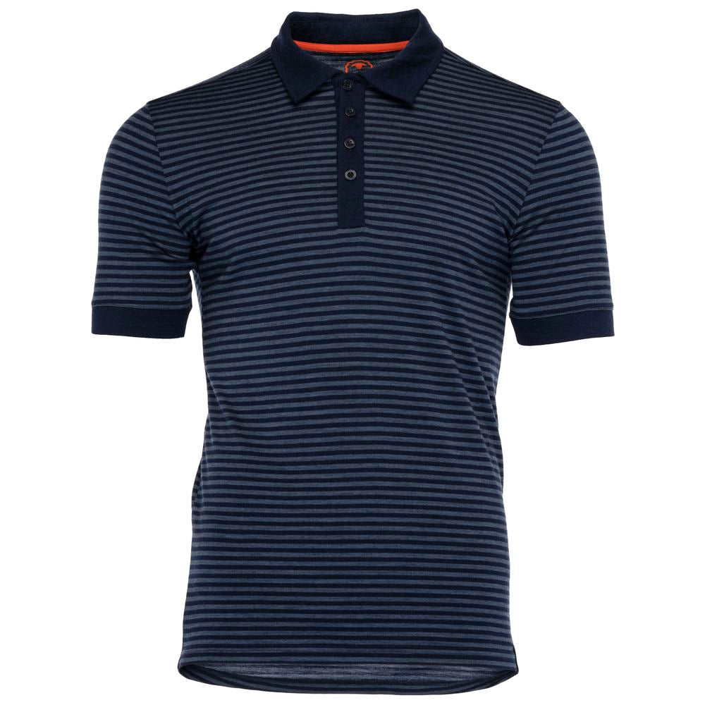 Isobaa | Mens Merino 180 Short Sleeve Polo Shirt (Stripe Navy/Denim) | The ultimate Merino wool polo  – perfect for weekend hikes, bike commutes, post-adventure coffee stops, office days, and everything in-between.