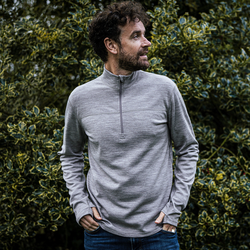 Isobaa | Mens IsoSoft 240 Zip Neck (Grey) | Gear up for the outdoors with Isobaa's ultimate Merino zip top. | Model: Leighton