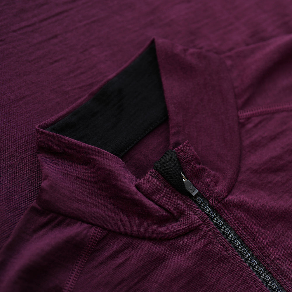 Isobaa | Mens Merino 200 Long Sleeve Zip Neck (Wine) | Experience the best of 200gm Merino wool with this ultimate half-zip top – your go-to for challenging hikes, chilly bike commutes, post-workout layering, and unpredictable weather.