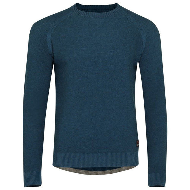 Isobaa | Mens Merino Moss Stitch Sweater (Petrol/Charcoal) | Discover timeless style and outdoor-ready comfort with our extrafine Merino wool crew neck sweater.