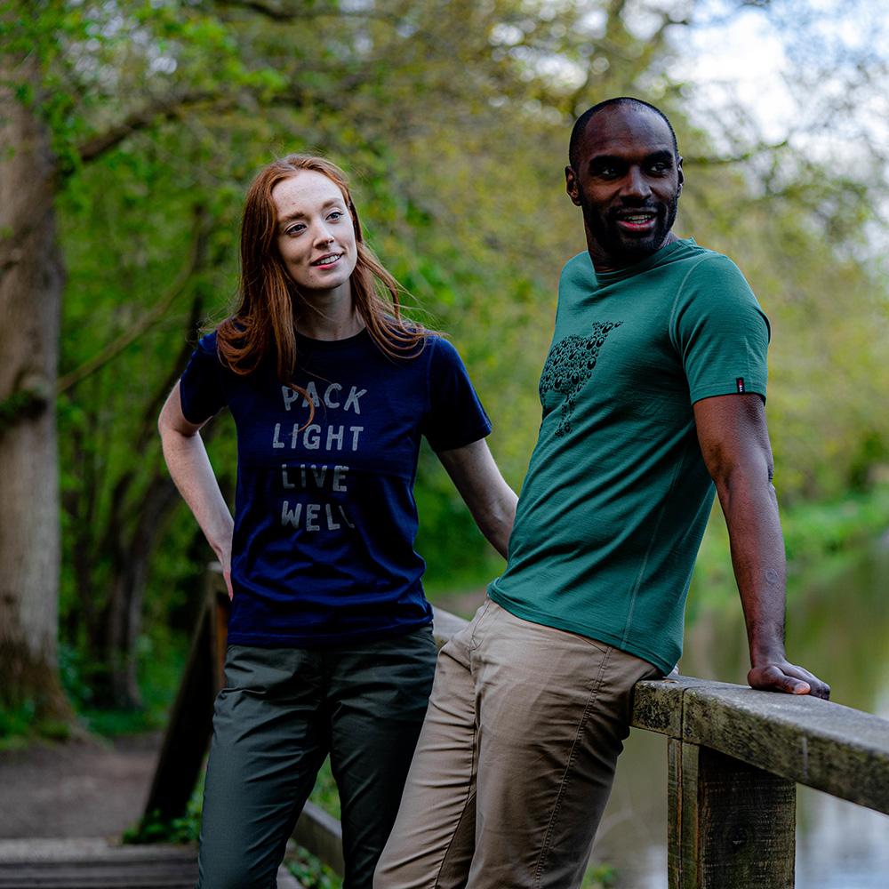Isobaa | Womens Merino 150 Pack Light Tee (Navy) | Gear up for everyday adventures and outdoor pursuits with Isobaa's soft superfine Merino Tee. | Model: Sophie