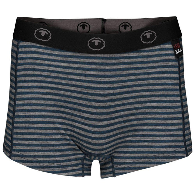 Isobaa | Womens Merino 180 Hipster Shorts (Mini Stripe Petrol/Charcoal) | Conquer any activity in comfort with Isobaa's superfine Merino hipster shorts.