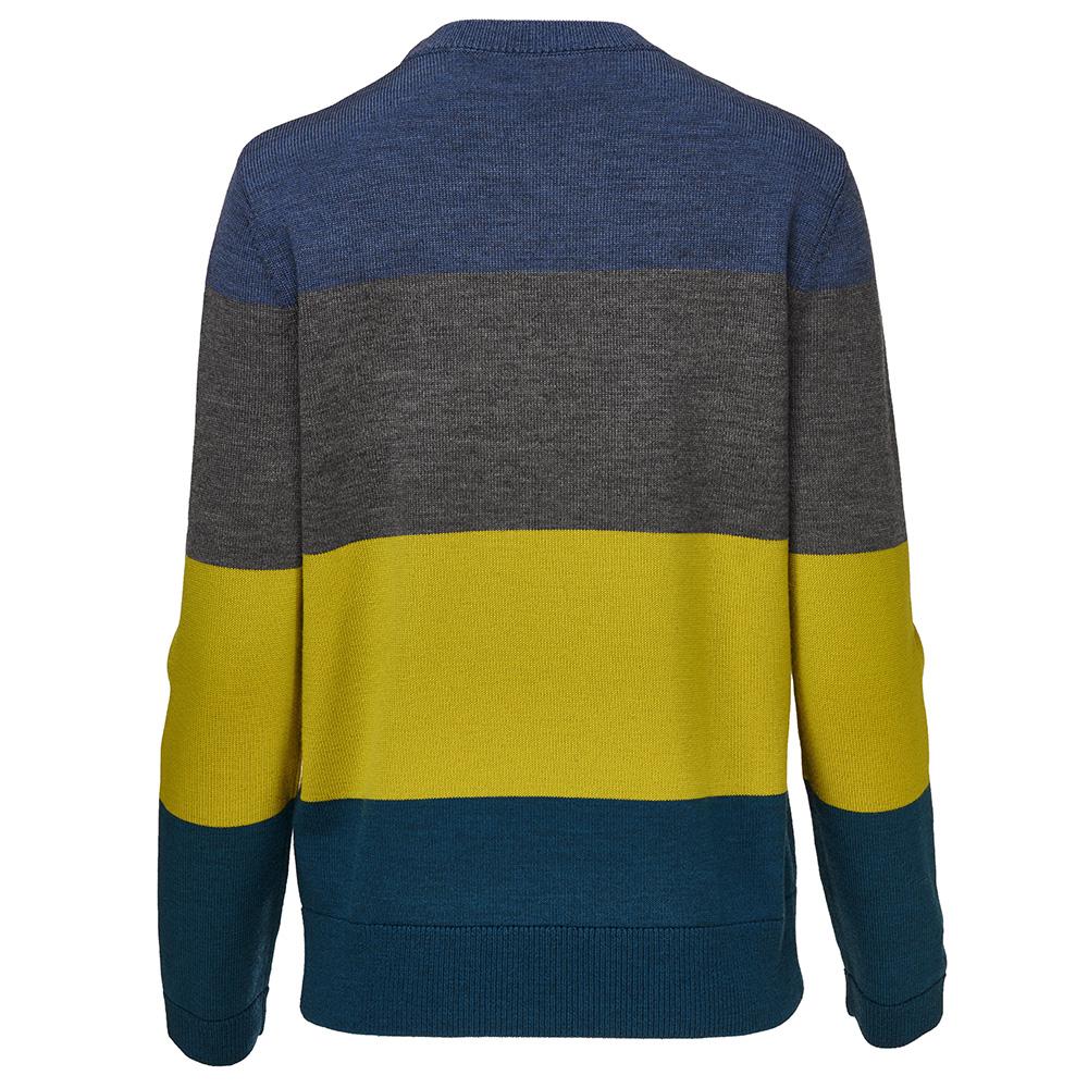 Isobaa | Womens Merino Block Stripe Sweater (Denim/Smoke/Lime/Petrol) | Discover effortless style and exceptional comfort with our  extrafine 9-gauge Merino wool crew neck sweater.